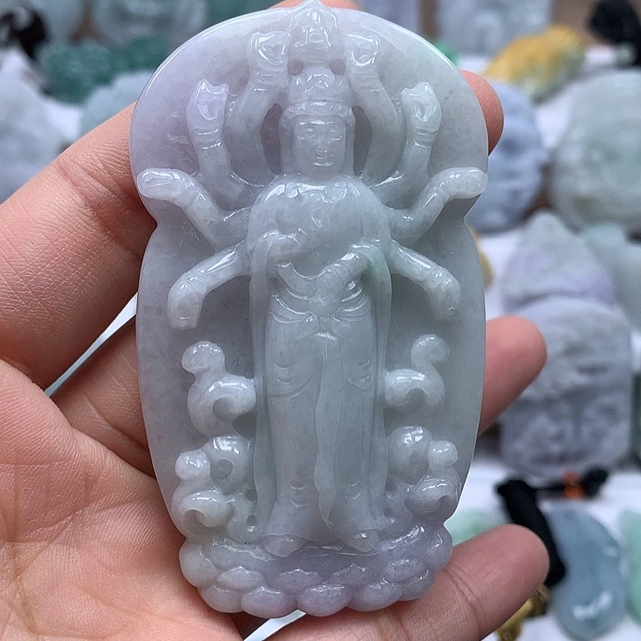 翡翠未镶嵌颈饰大千手观音福利卡厚11+