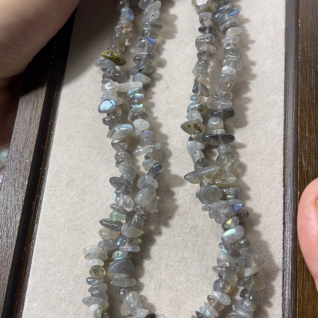 手链烟晶银S925镶嵌灰月光碎石绕手4圈