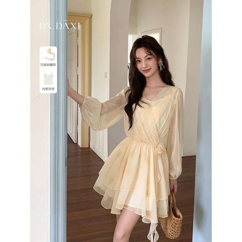 代大喜【日落海岛】欧若风裙子女款爆款2025新款连衣裙法式长裙女