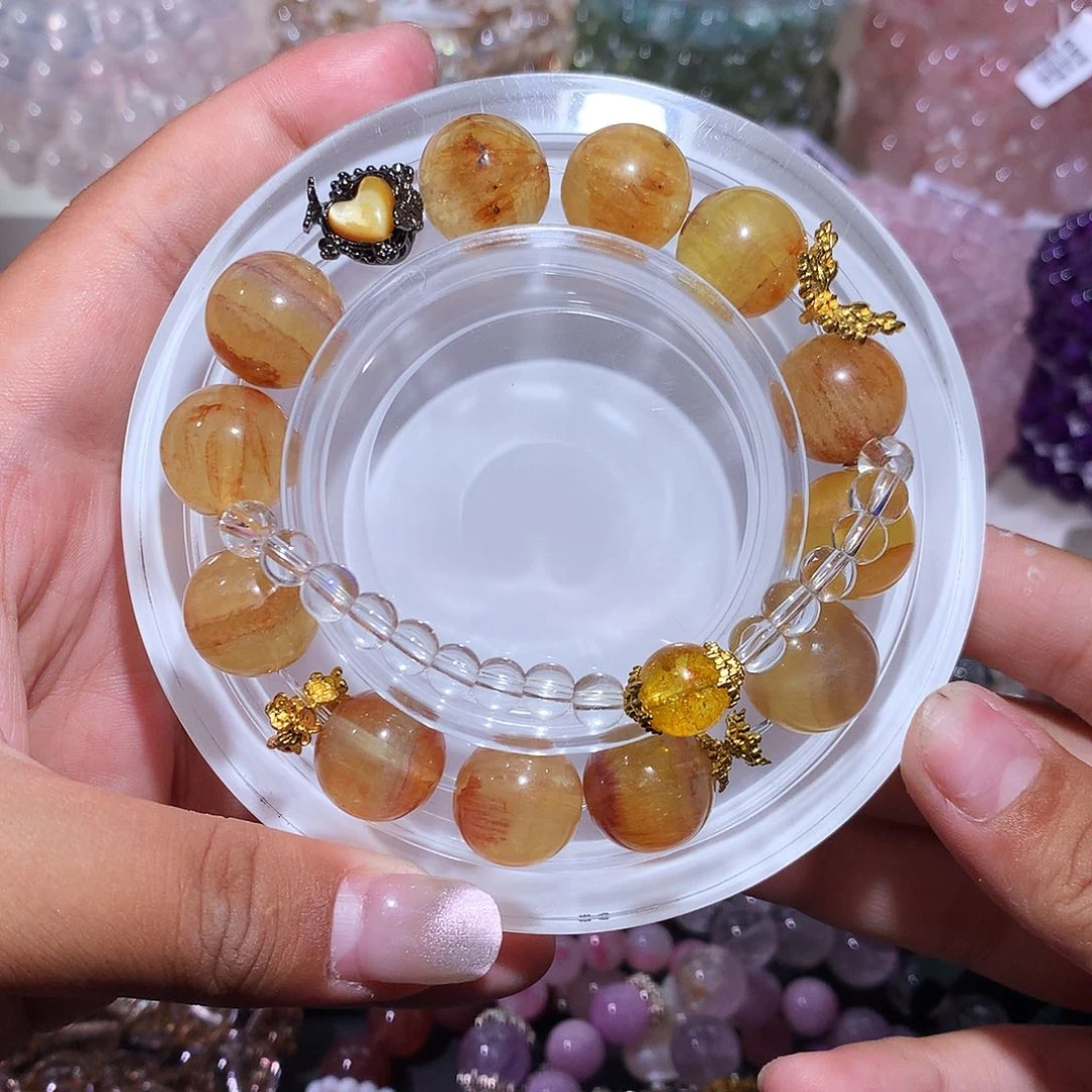 未镶嵌手链水晶拉丝黄萤石15diy