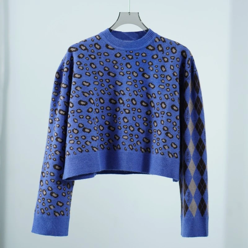 尚系列  Z1131-5  女装时尚秋款豹纹毛衣牛仔蓝FWO6Y81