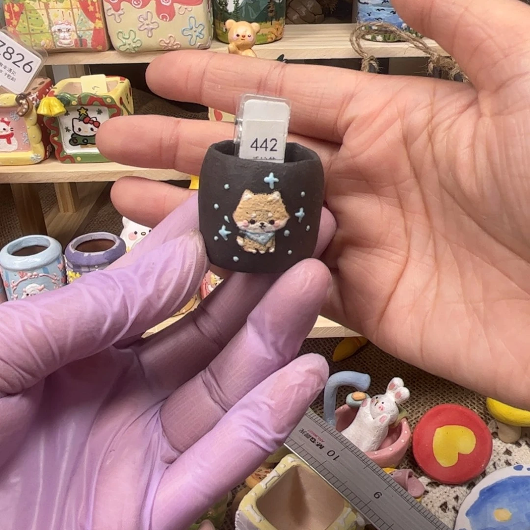 小***宅442小狗手绘花盆黑人