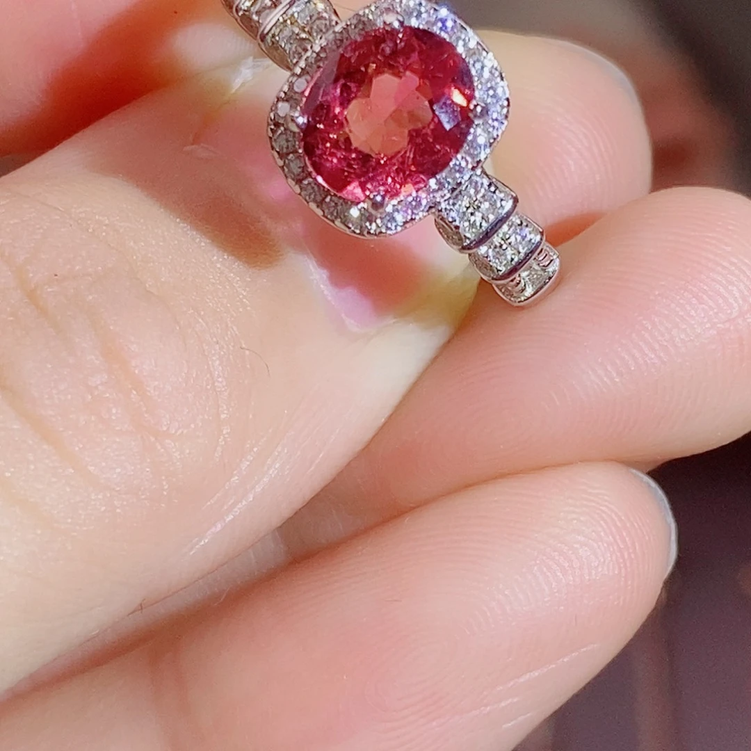 银S925镶嵌碧玺戒指