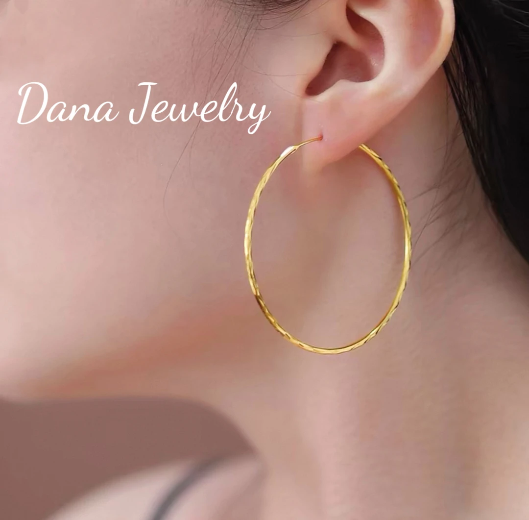 合金耳饰 时尚百搭不过时素圈24金色耳圈