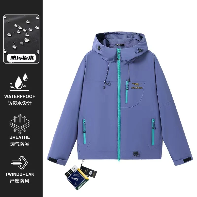 【专柜正品】秋款上新男女同款户外冲锋防风连帽夹克外套