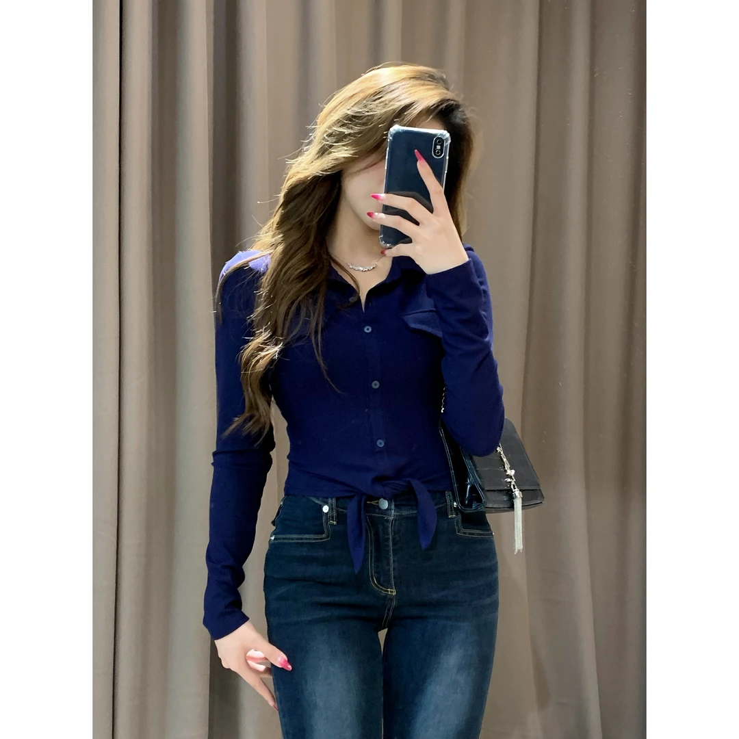 619清清MengFairy【清雅气场】御姐气质翻领修身显瘦衬衫上衣3756M