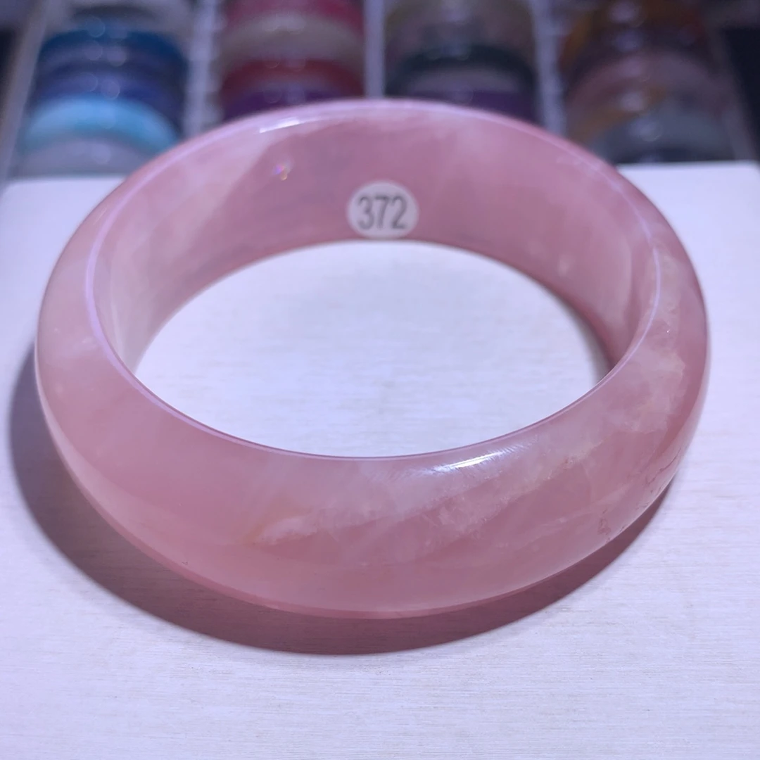 水晶银S925镶嵌手镯老矿粉晶61.1圈372