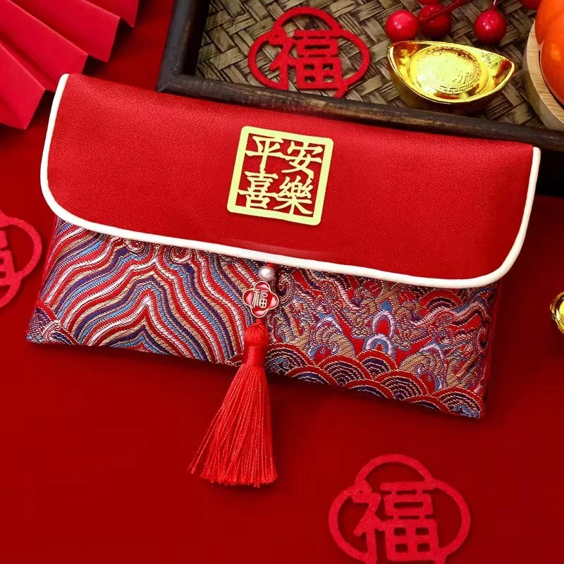 【急发包邮】2025新款高档布艺流苏刺绣万元红包新年祝福喜庆高级感