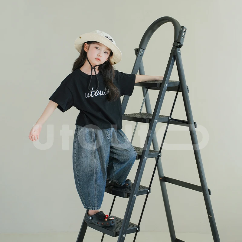 utouto大耳象女童亮片logo短袖T恤2025夏季新款儿童2403624