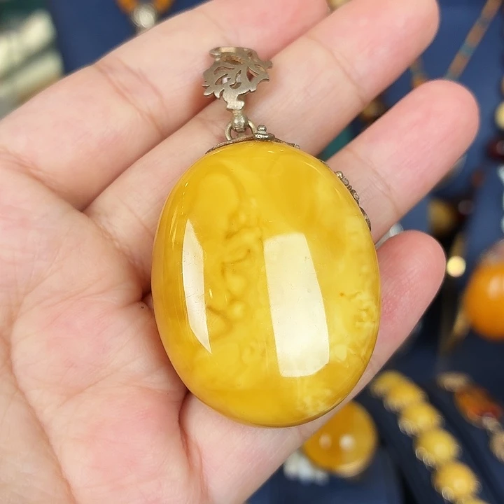 琥珀银S925镶嵌颈饰