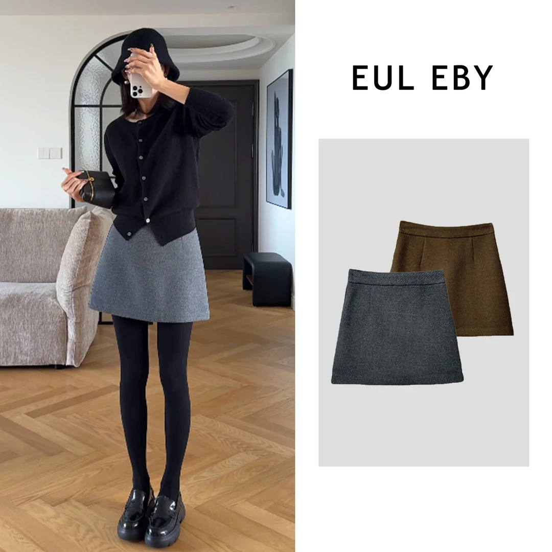 【一比Eby】休闲极简时尚百搭A字半身裙短裙251534#