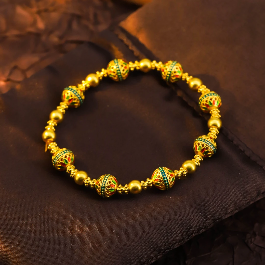 鸣钻国际【敏敏专享】足金999投资金 花丝镂空珠送礼手串 HJS868