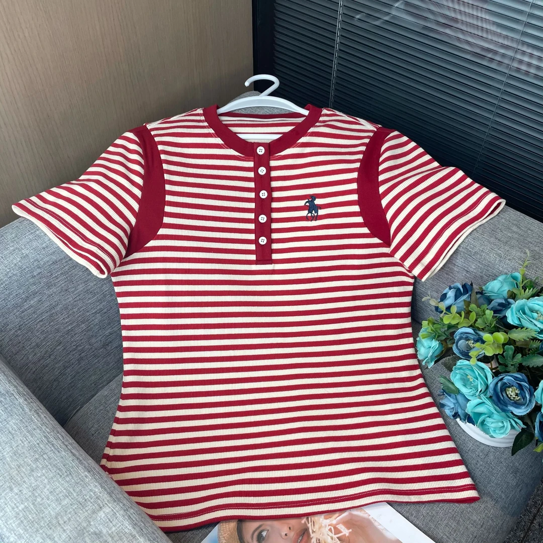 新款百搭时尚轻奢刺绣短袖上衣女C6905