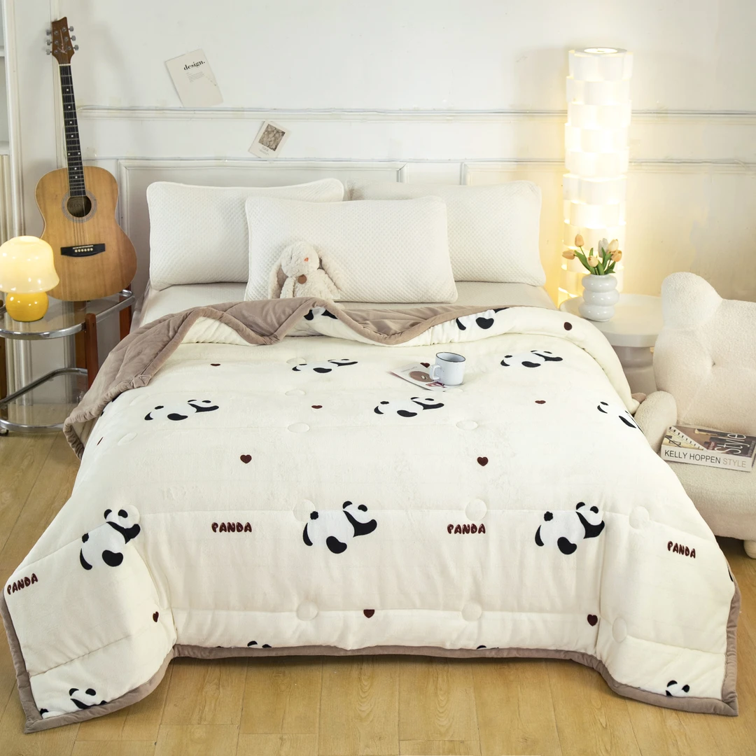 （免费试睡15天）2024新款印花双面牛奶绒被子可机洗绒被子