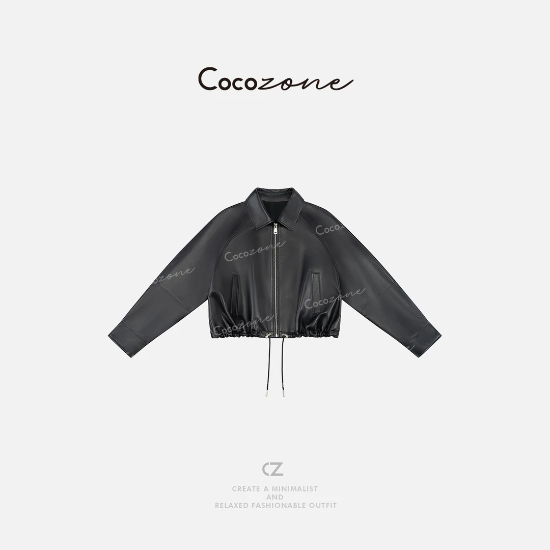 COCO ZONE 刘一一“1号公路”高级感气质拉链女式皮衣ACD2A0057