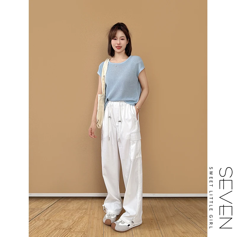 海风纱③七七146小个子天丝亚麻混纺露背针织短袖T恤女夏季小美说