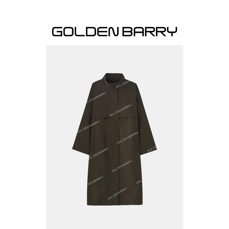 GOLDENBARRY|110041“纸片人”设计感立领长款风衣外套