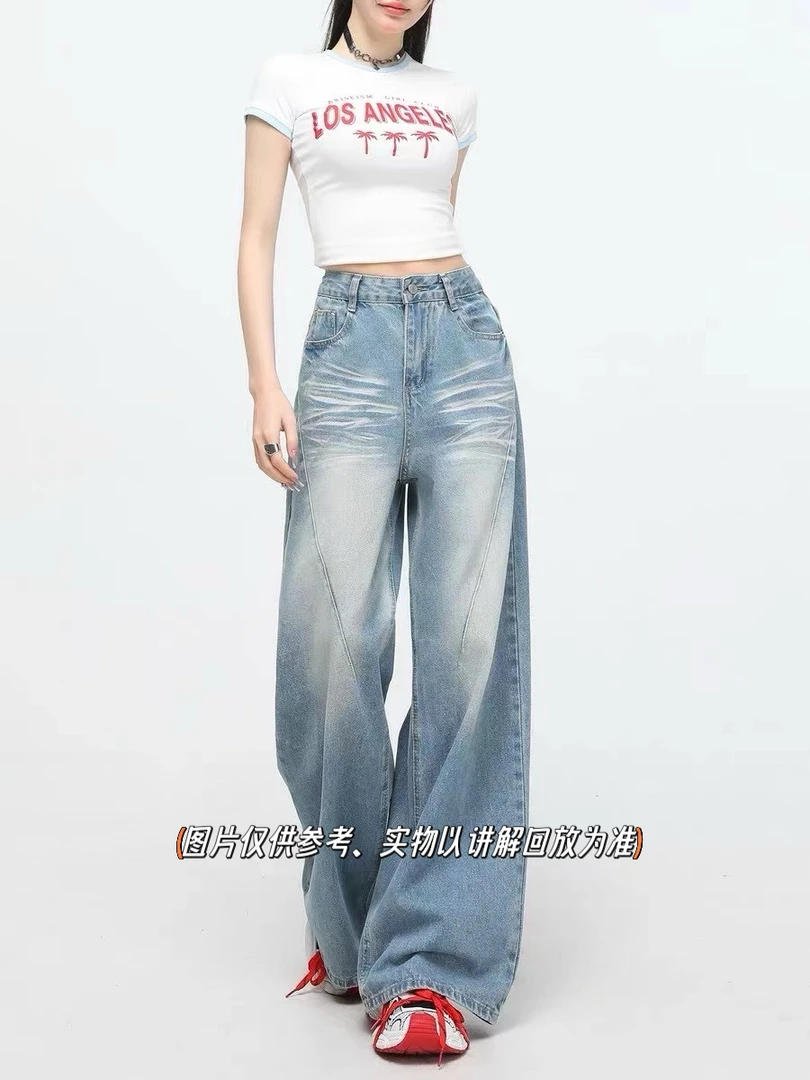 月蒙家-春季新品韩系波点露背蕾丝衬衫上衣女高腰牛仔裤