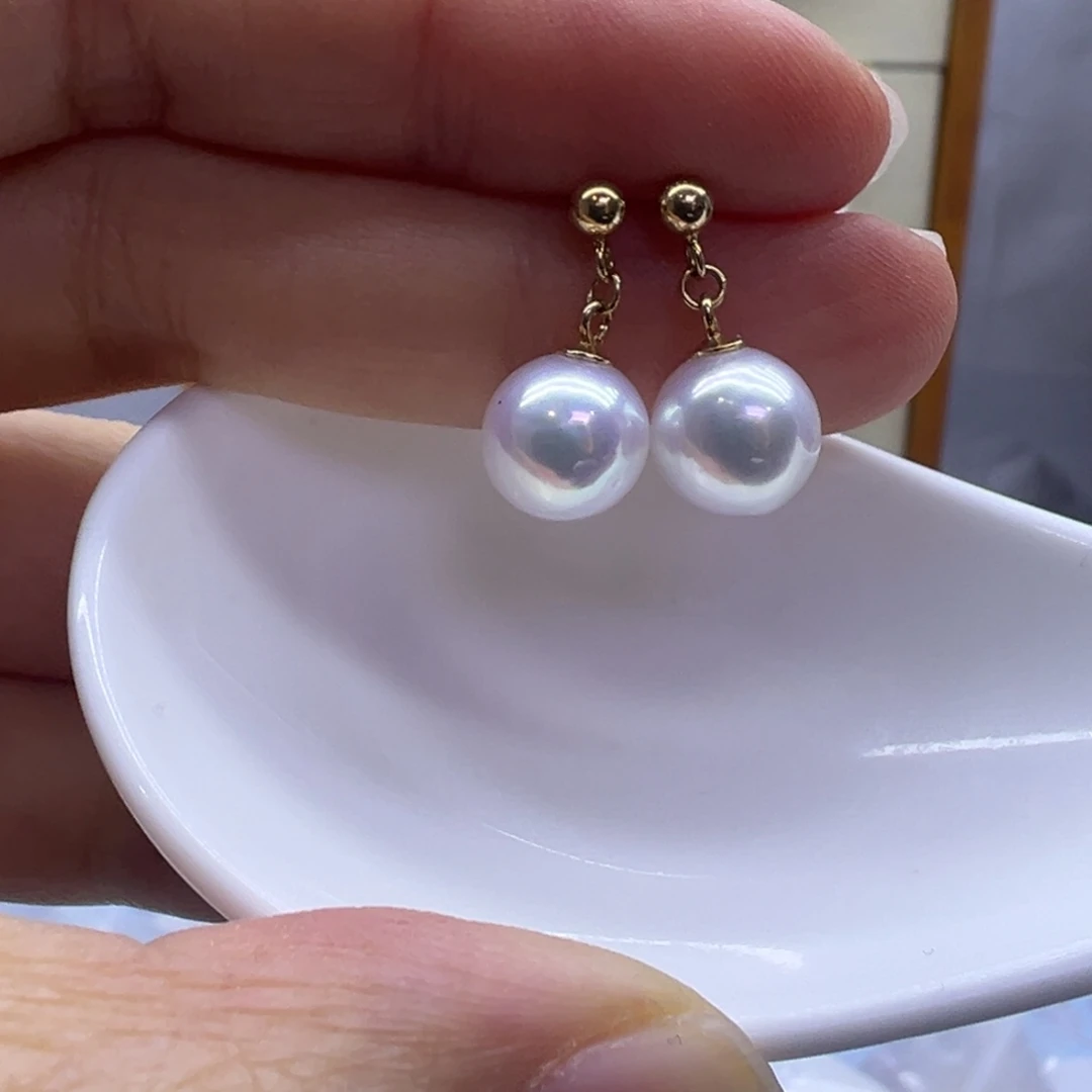 耳饰银S925镶嵌淡水珍珠