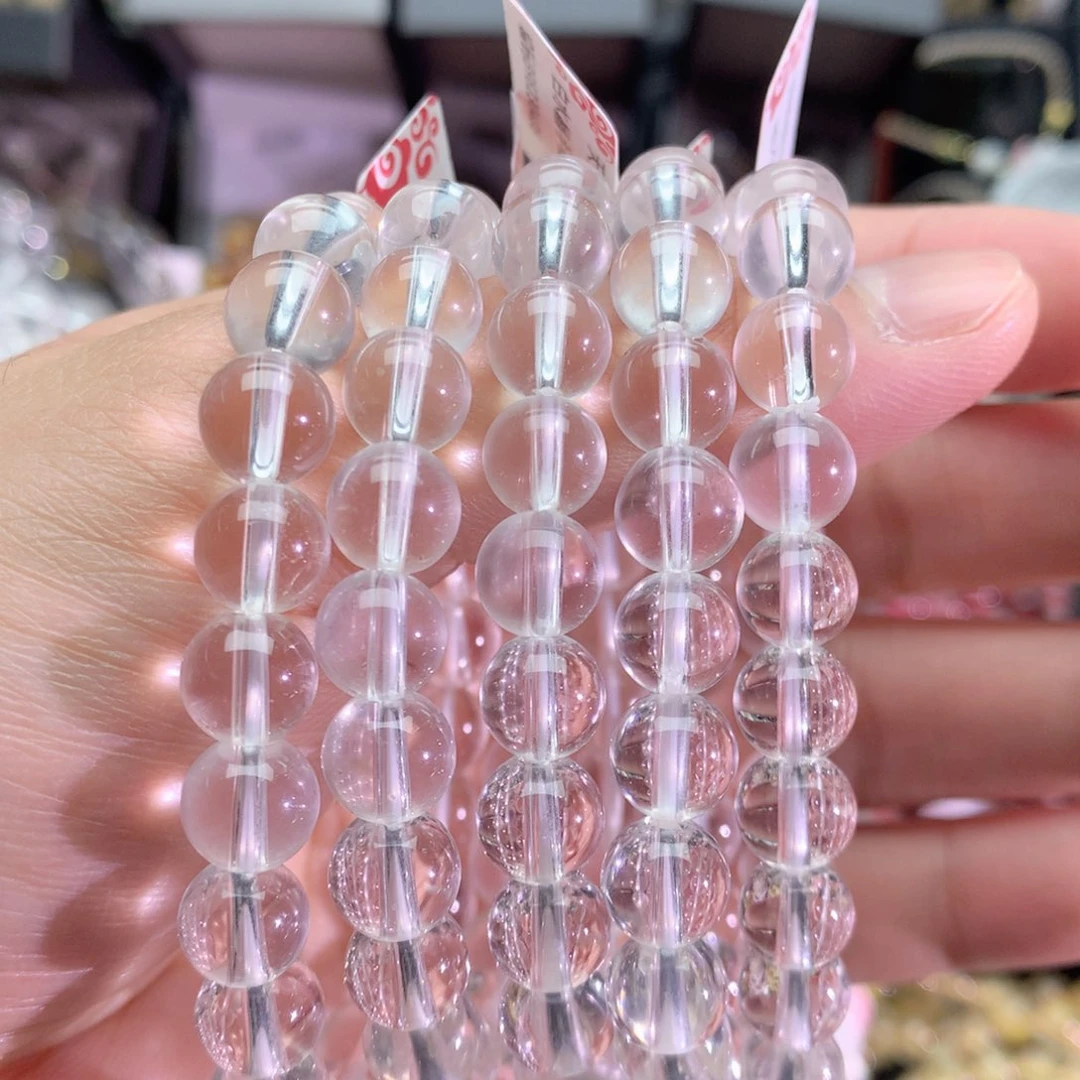 水晶手串未镶嵌白水晶手链双a8+