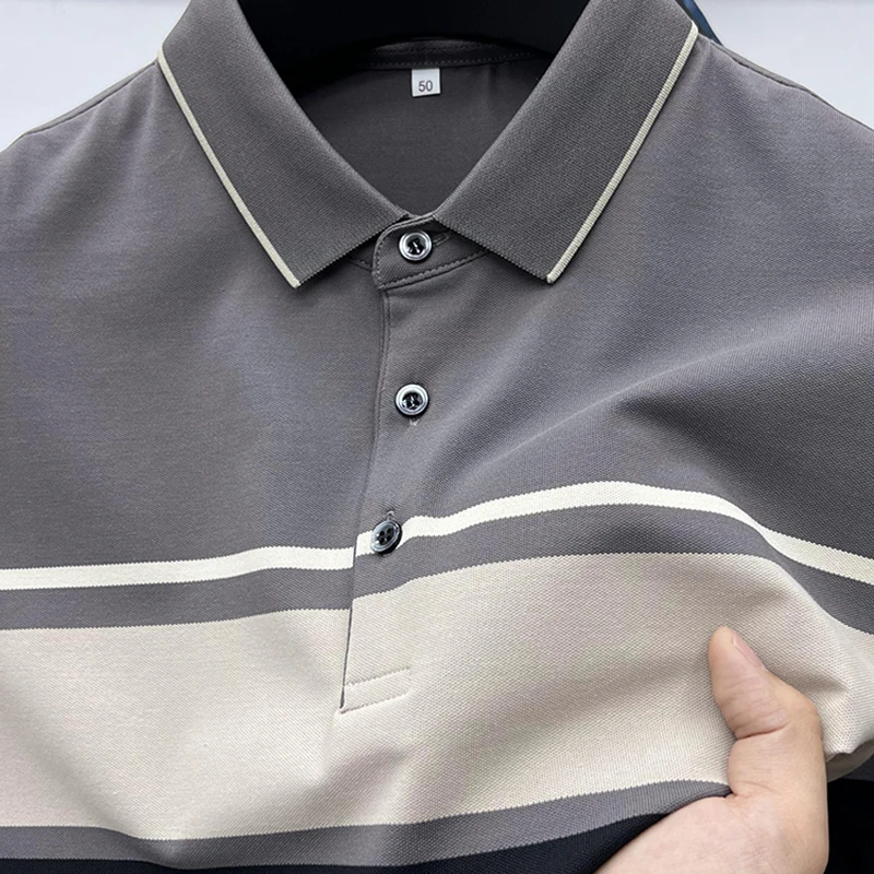 Zero Degree North经典条纹短袖T恤男士夏季新款吸汗透气POLO衫