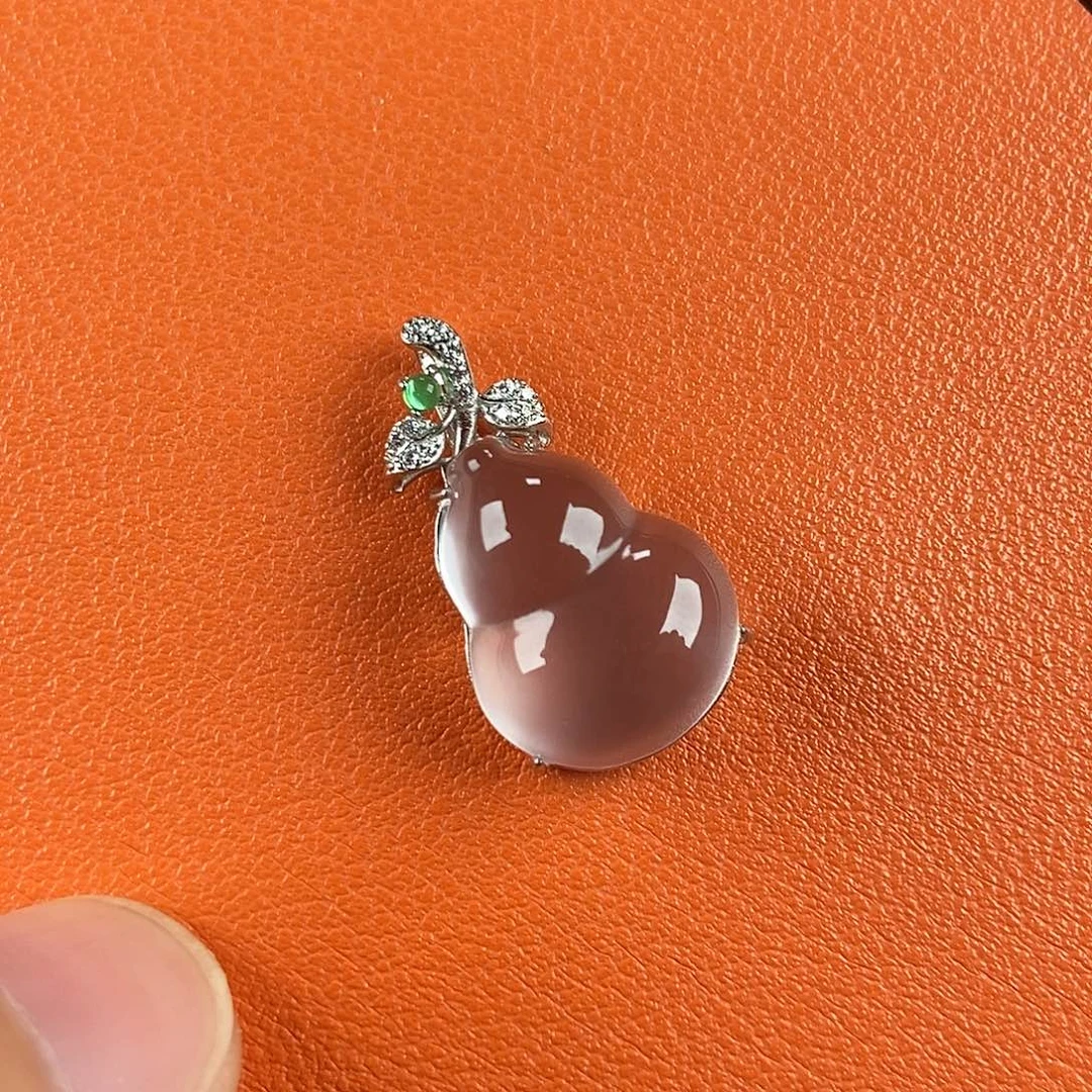 石英质玉银S925镶嵌颈饰黑钢葫芦