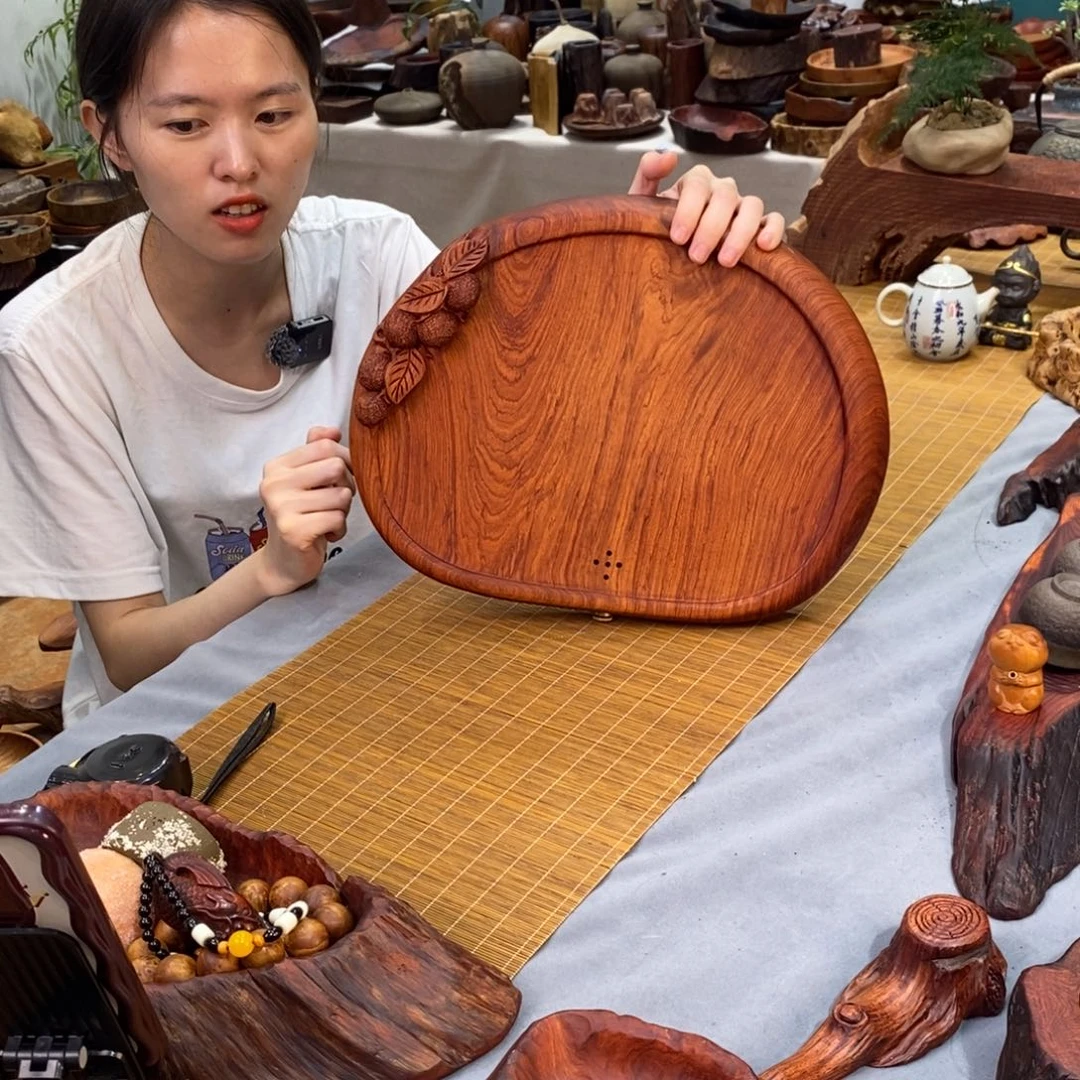 和***程缅甸花梨木湿泡茶盘