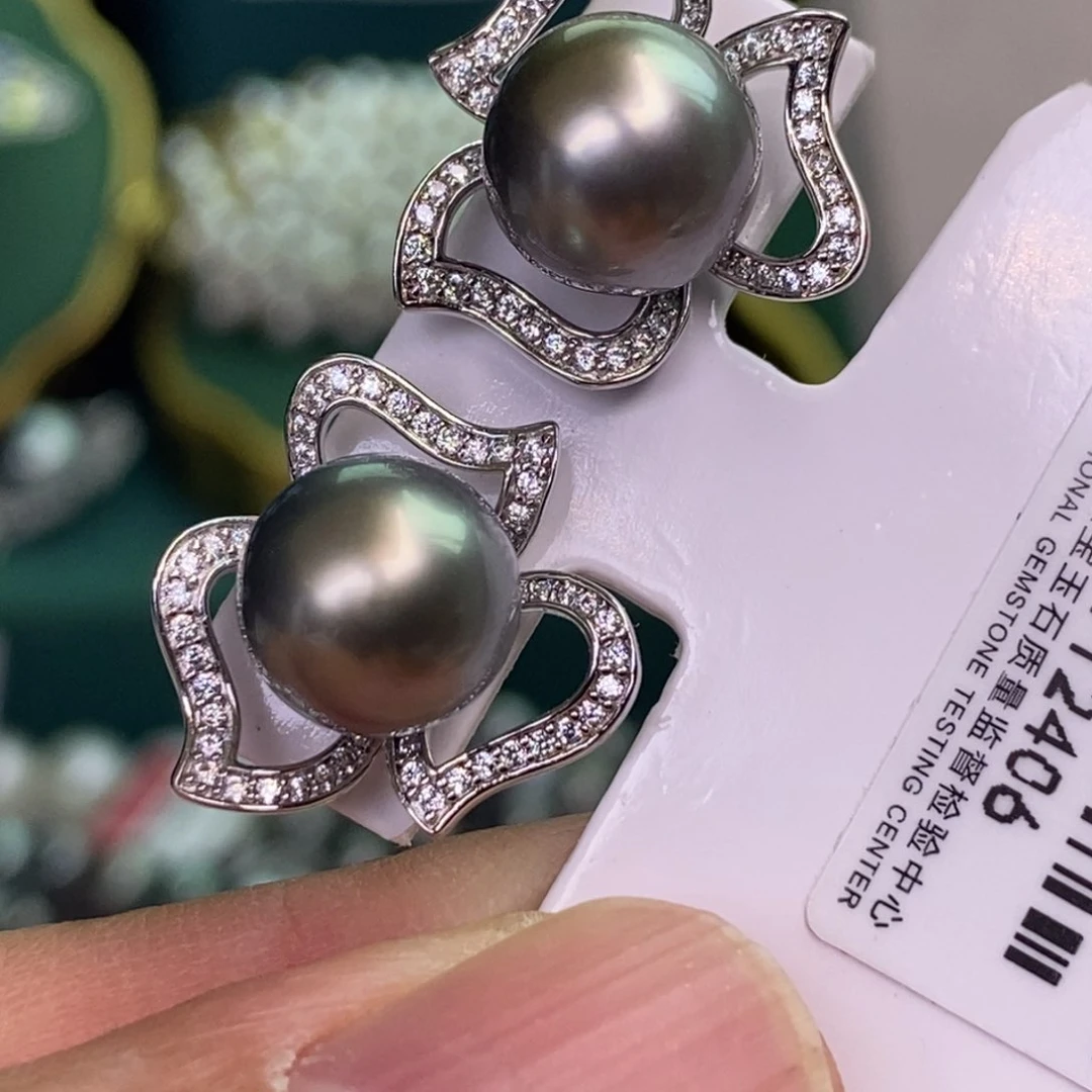 银S925镶嵌耳饰海水珍珠