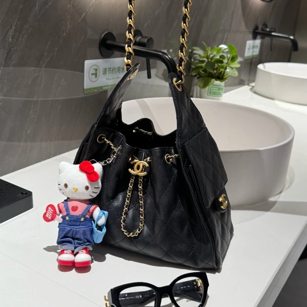 99新 Chanel/香奈儿 25bag 黑金小号单肩包