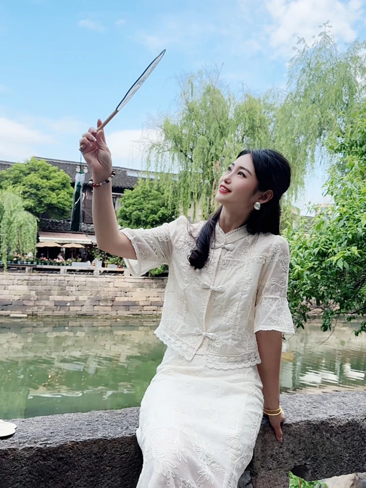 一眼万年2025夏季新款原版定制重工刺绣国风气质中式国风女装套装