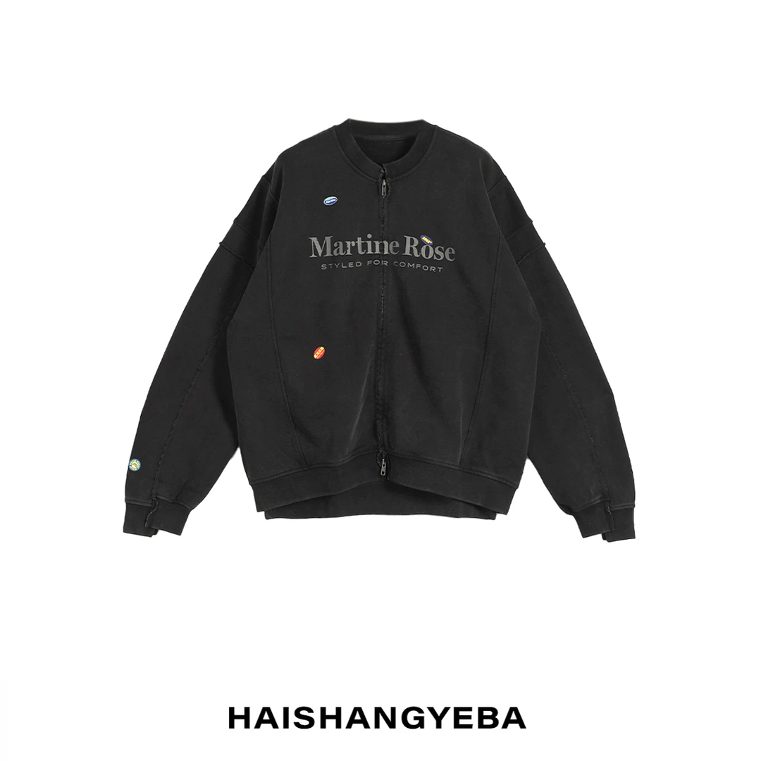 【海上叶爸】新款2025春秋百搭棉男女同款圆领拉链字母休闲外套