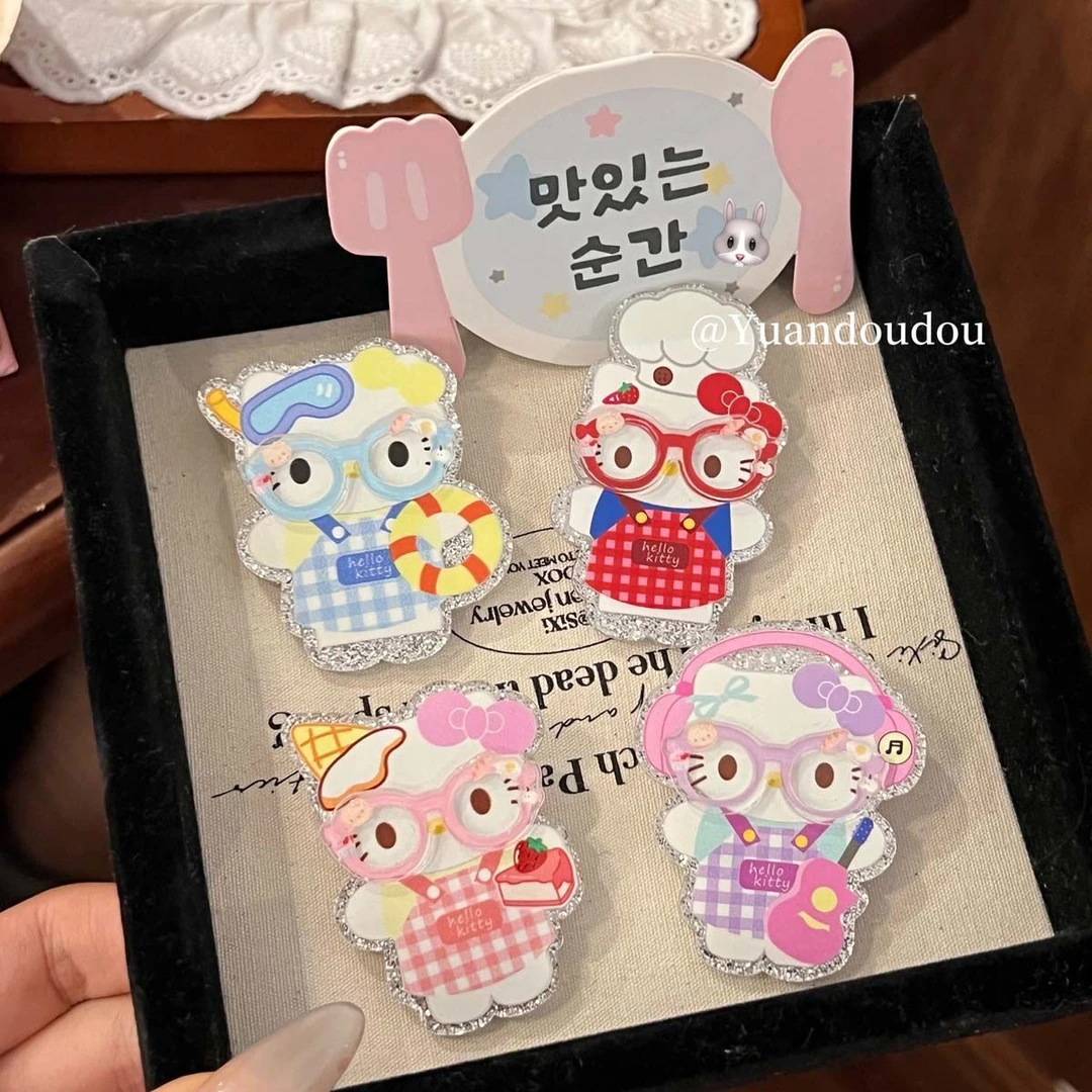 甜美可爱围裙kt猫ins少女心发卡亚克力鸭嘴夹碎发刘海夹发饰头饰