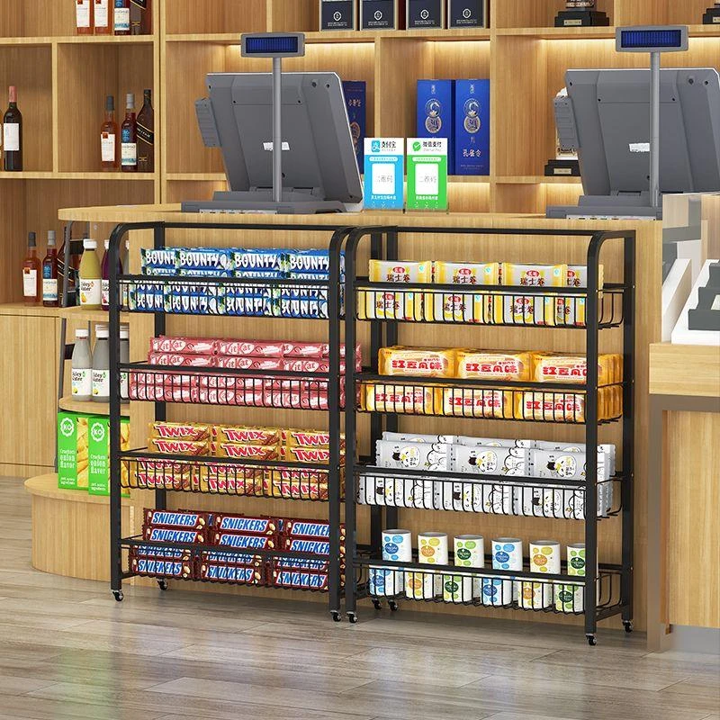 零食超市小货架多层可移动带轮饮料槟榔多层置物架口香糖摆放架