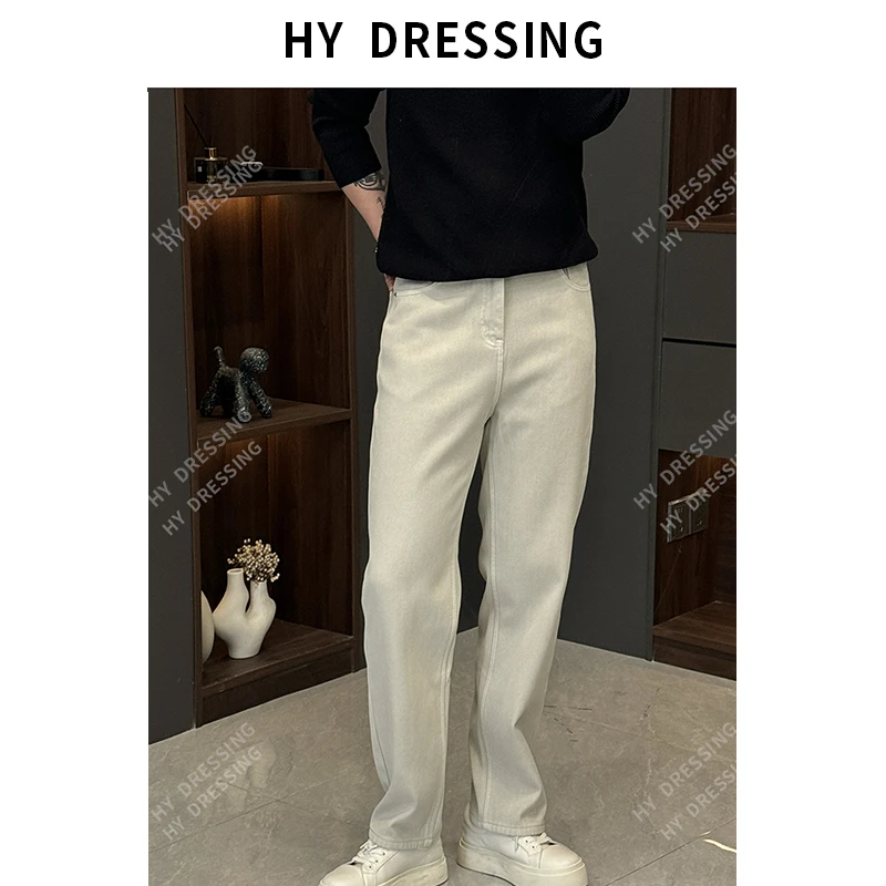 【HY穿搭】秋冬美式时尚牛仔裤男青年时尚小直筒保暖百搭长裤66729