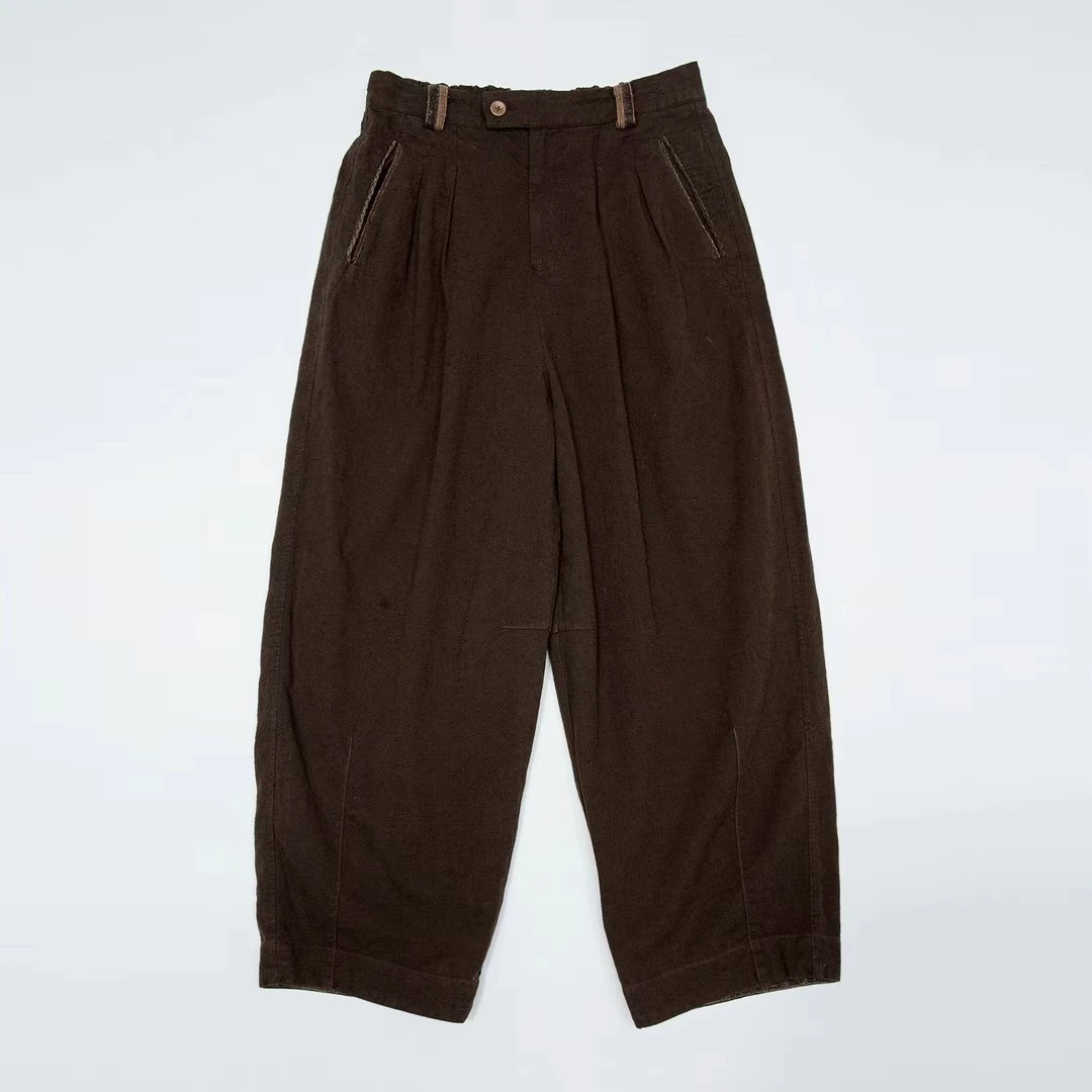 布衣小铺推荐：原创垒土复古斜纹休闲裤K2270