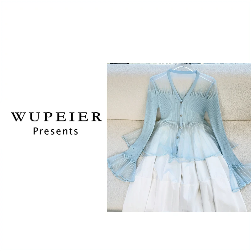 【云感针织】薄款女毛针织衫休闲针织开衫短款女装纯色夏季镂空显瘦