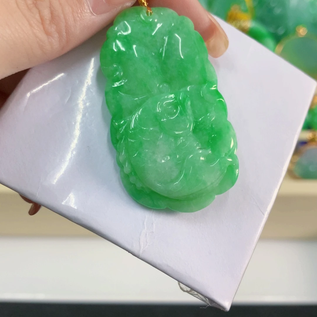 吊坠(不含链)18K金镶嵌翡翠