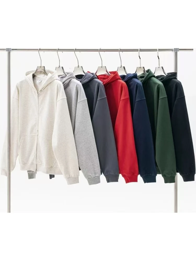 成人加绒加厚拉链连帽宽松卫衣外套WY199