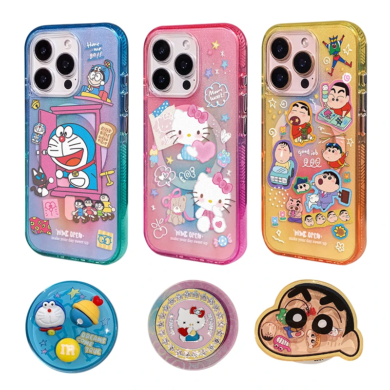 【德川酷紫】九点半闪粉磁吸小叮当kt适用苹果16-13全包防摔保护壳