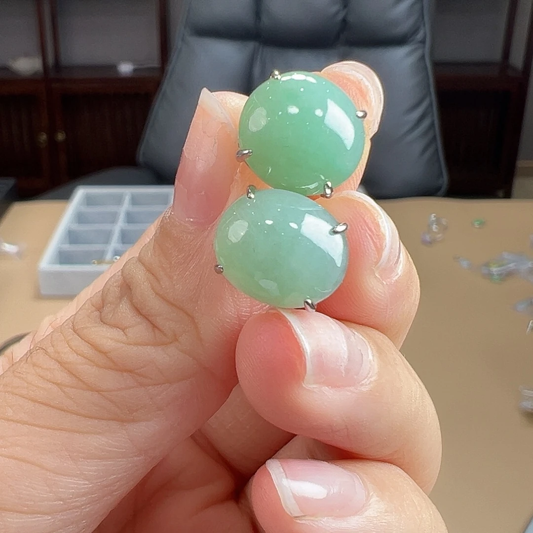 翡翠银S925镶嵌耳饰耳饰31