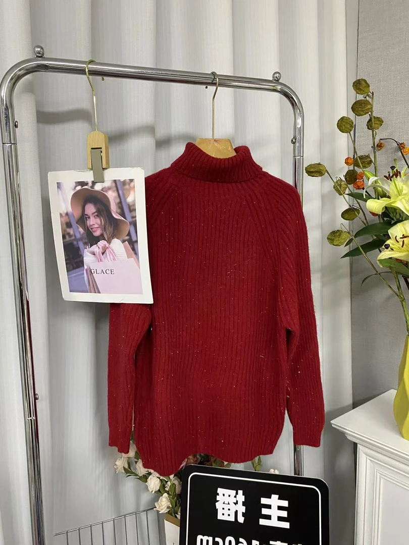 秋冬新款时尚潮流百搭毛衣亮丝打底女装套头