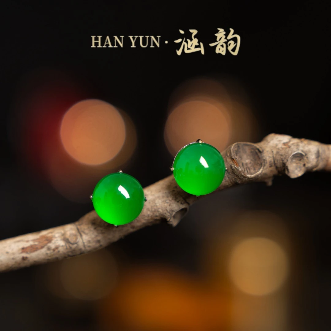 925银合成锆石耳饰 【涵韵】蛋面耳钉   高贵大气百搭精品辣色