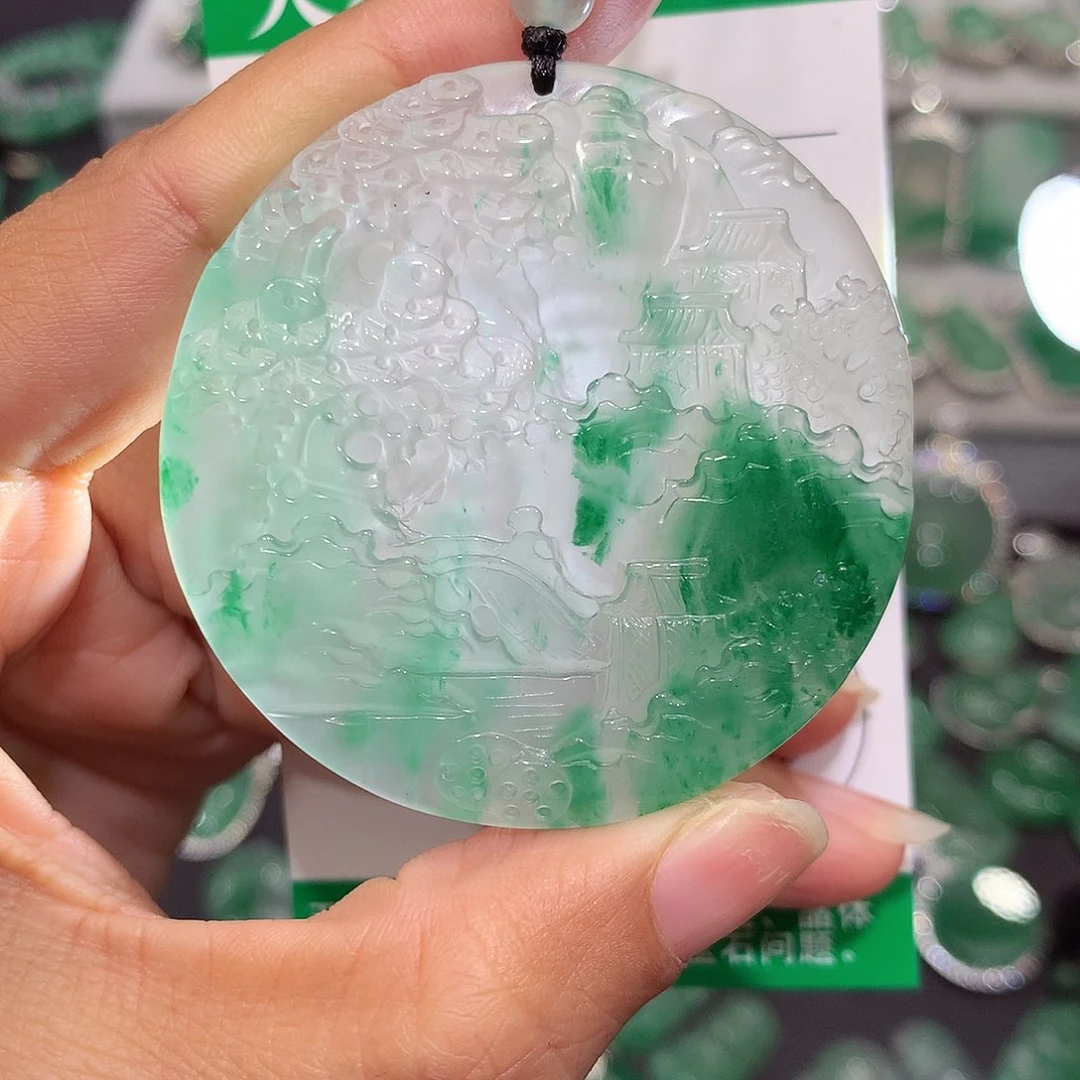 颈饰银S925镶嵌石英质玉（非洲翠）