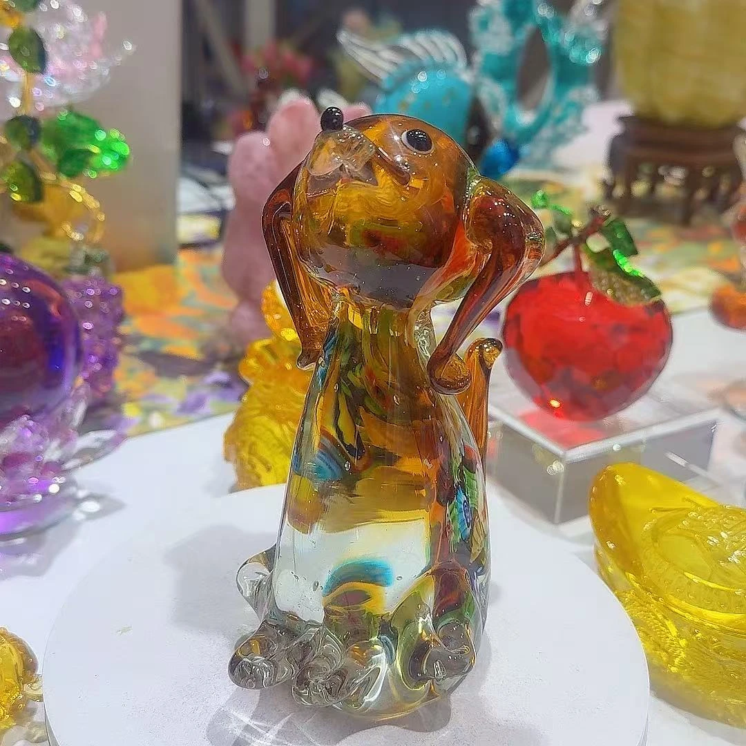 金色琉璃 可爱旺财狗摆件