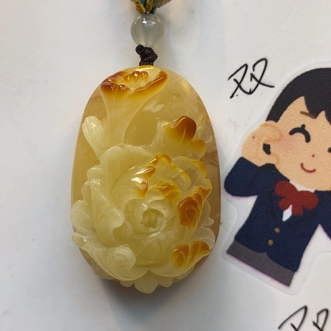 未镶嵌定制琥珀牡丹花