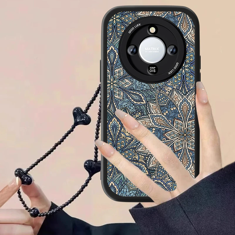 适用荣耀X70手机壳honor华为x70pro复古女小羊皮x70i腕带外壳防摔