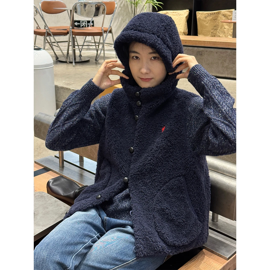 LANGQING 舒适保暖系扣羊毛连帽马甲43075#