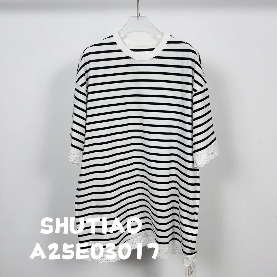 【SHUTIAO】2025夏季：新款小众设计款T恤A25E03017