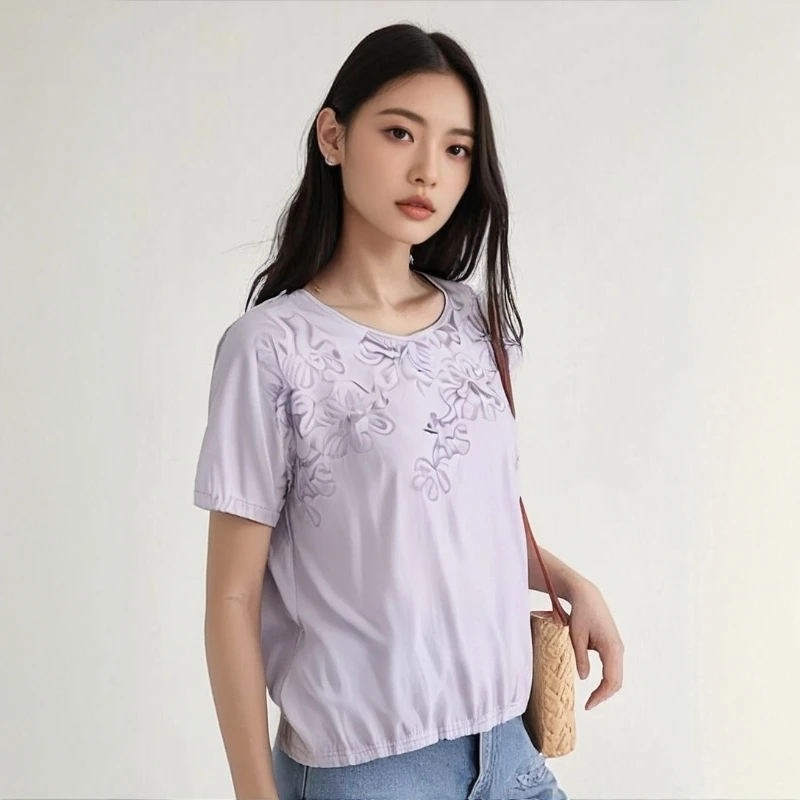 水淼0728-全棉刺绣花朵小衫