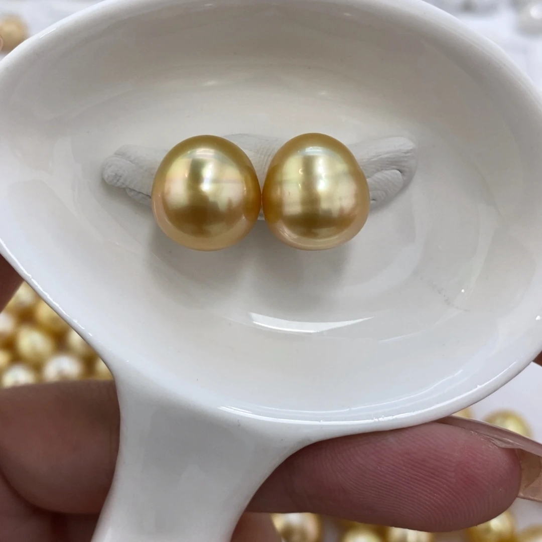 海水珍珠裸珠金珠对珠12+